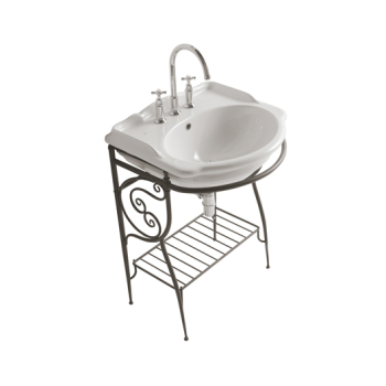 Struttura Paestum a terra in metallo anticato con lavabo cm. 62x54 bianco lucido di Ceramica Globo