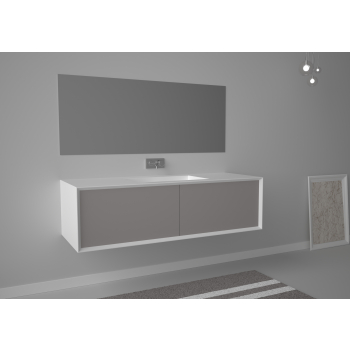 Mobile Milano con lavabo e specchio cm. 140x52 grigio di Ceramica GSG