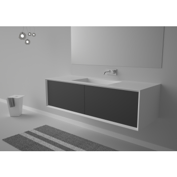 Mobile Milano con lavabo e specchio cm. 140x52 nero di Ceramica GSG