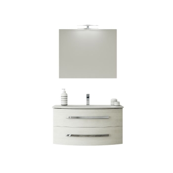 Mobile Verbena da 90 Completo di Lavabo, Specchio e Lampada Bianco Matrix
