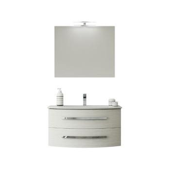 Mobile Verbena da 90 Completo di Lavabo, Specchio e Lampada Olmo Crema