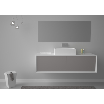 Mobile Milano con specchio cm. 140x52 grigio di Ceramica GSG