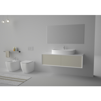 Mobile Milano con specchio cm. 140x52 tortora di Ceramica GSG