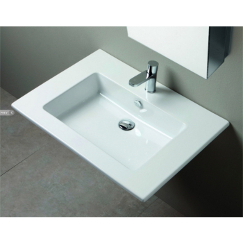 Lavabo consolle sospeso/appoggio 121x51 rettangolare in ceramica bianco lucido di Ceramica Azzurra
