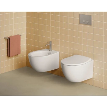 Coppia Sanitari Italy Sospesi 52x37 cm di Ceramica Catalano con Copriwater Soft Close Bianco Lucido