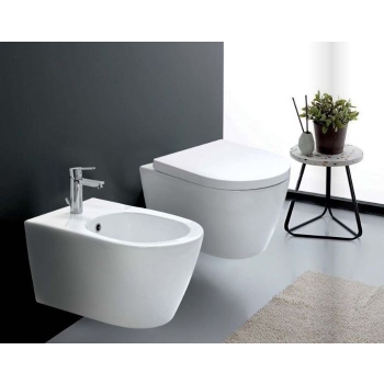 Sanitari Unicum Sospesi 52x36 cm Senza Brida con Copriwater Slim Soft Close Bianco