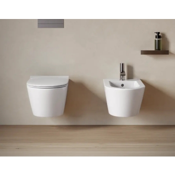 Sanitari Zero 55 Sospesi 55x35 cm Silentech con Copriwater Up-Fix Avvolgente Frizionato Bianco