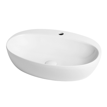 Lavabo Circle appoggio 60x40 monoforo ovale in ceramica bianco lucido di Ceramica Azzurra