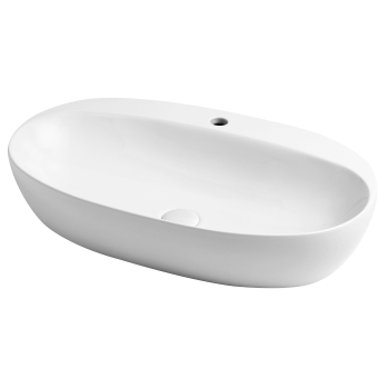 Lavabo Circle appoggio 70x40 monoforo ovale in ceramica bianco lucido di Ceramica Azzurra