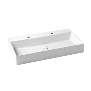 Lavabo Elegance sospeso/appoggio 102x45 due fori in ceramica bianco lucido di Ceramica Azzurra