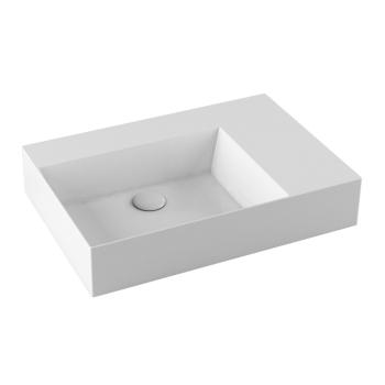 Lavabo Elegance sospeso/appoggio 65x45 con vasca sinistra senza foro in ceramica bianco lucido di Ceramica Azzurra