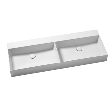 Lavabo Elegance sospeso/appoggio 102x45 due vasche senza foro in ceramica bianco lucido di Ceramica Azzurra