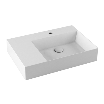 Lavabo Elegance sospeso/appoggio 65x45 con vasca destra monoforo in ceramica bianco lucido di Ceramica Azzurra