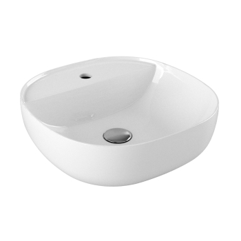 Lavabo Elegance appoggio cm. 45x45 monoforo quadrato bianco lucido di Ceramica Azzurra