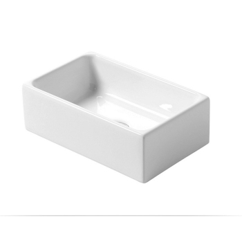 Lavabo D'arredo appoggio salvaspazio 41x25 senza foro rettangolare in ceramica bianco lucido di Ceramica Azzurra