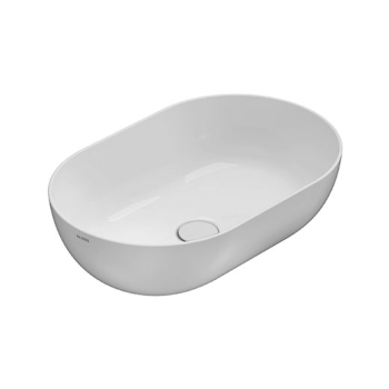 Lavabo T-Edge à poser 54x36 ovale en céramique blanche brillante