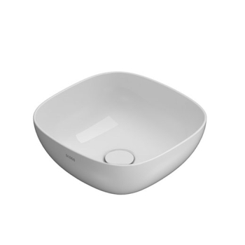 Lavabo T-Edge appoggio salvaspazio cm. 38 quadrato in ceramica bianco lucido di Ceramica Globo