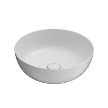 Lavabo T-Edge appoggio salvaspazio cm. 45 tondo in ceramica bianco lucido di Ceramica Globo