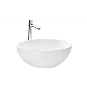 Lavabo Perry appoggio salvaspazio 42x42 tondo in ceramica