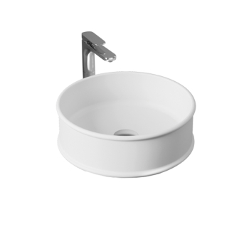 Lavabo Atelier appoggio salvaspazio Ø 44 cm tondo in ceramica bianco lucido di Art Ceram