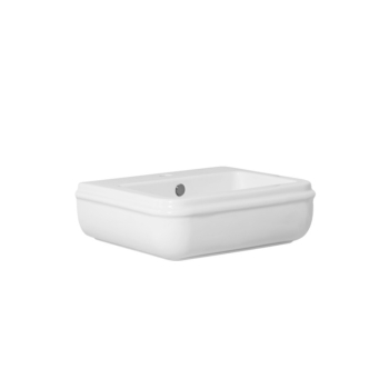 Lavabo Charme sospeso/appoggio cm. 55x46 monoforo in ceramica bianco lucido