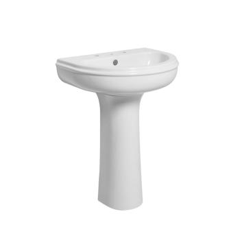 Lavabo Charme sospeso/su colonna cm. 70x51 tre fori in ceramica bianco lucido