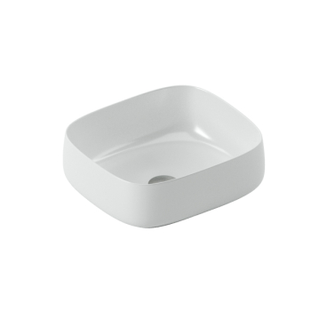 Lavabo Cognac Quadro appoggio cm. 46x41 senza foro in ceramica bianco lucido di Art Ceram