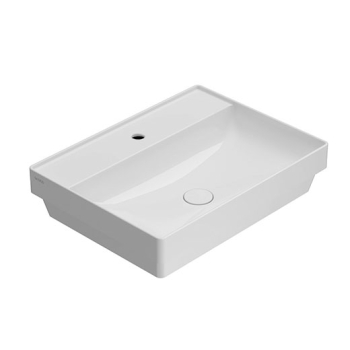 Lavabo T-Edge incasso 61x46 senza foro bianco lucido di Ceramica Globo