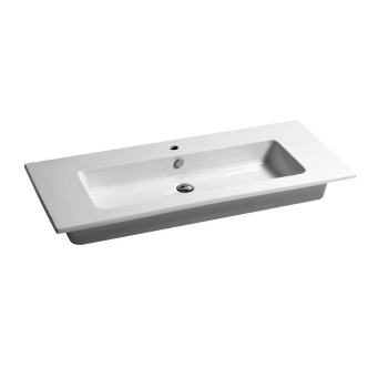 Lavabo consolle sospeso/appoggio 121x51 rettangolare in ceramica bianco lucido