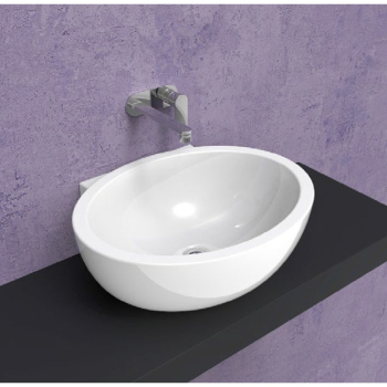 Lavabo Dip appoggio/sospeso 62x49,5 semicircolare in ceramica di Ceramica Flaminia