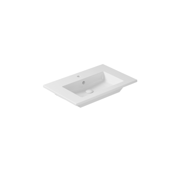 Lavabo Eden sospeso/incasso soprapiano cm. 71x46 rettangolare in ceramica bianco lucido di Ceramica Galassia