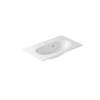 Lavabo Ergo sospeso/soprapiano cm. 75x45 bianco lucido di Ceramica Galassia
