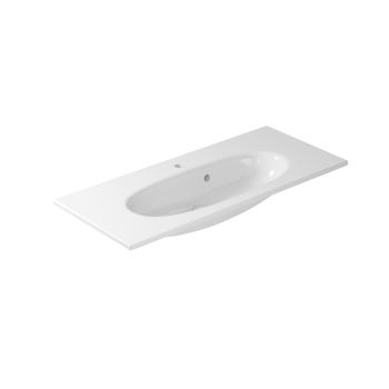 Lavabo Ergo sospeso/soprapiano cm. 105x45 bianco lucido di Ceramica Galassia