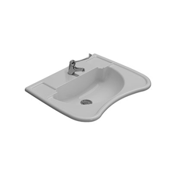 Lavabo Ausilia sospeso/appoggio ergonomico 67x54,5 in ceramica bianco lucido di Ceramica Globo