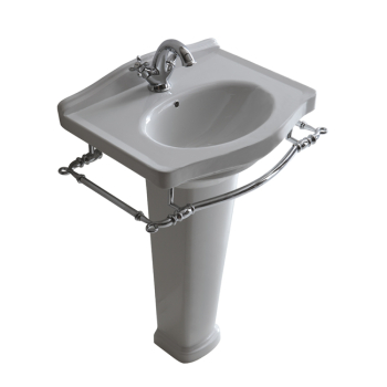 Lavabo Ethos sospeso/su colonna o su mobile cm. 55x44 monoforo bianco di Ceramica Galassia