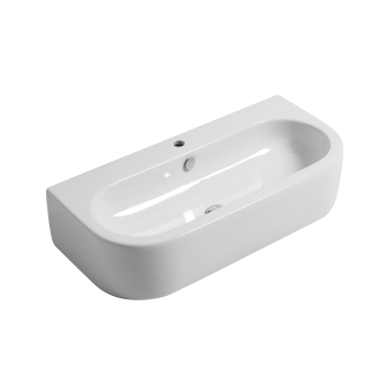 Lavabo Flo sospeso/appoggio cm. 90x42 in ceramica bianco lucido di Ceramica Kerasan