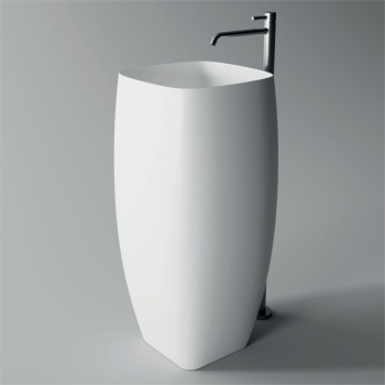 Lavabo Nur freestanding cm. 45x40 scarico a terra in ceramica bianco lucido di Ceramica Alice