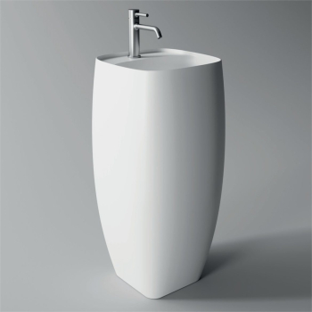 Lavabo Nur freestanding cm. 45x40 scarico a parete in ceramica bianco lucido di Ceramica Alice