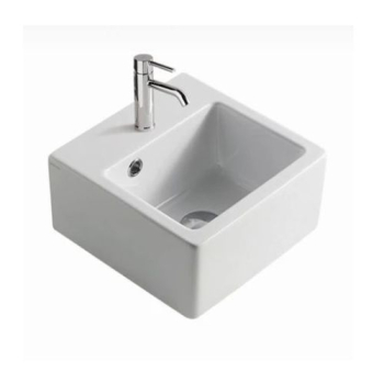 Lavabo Plus Design sospeso/appoggio salvaspazio cm. 30x30 quadrato bianco di Ceramica Galassia