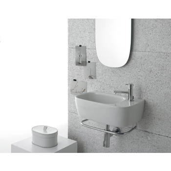 Lavabo Genesis sospeso 50x30 rettangolare bianco lucido di Ceramica Globo