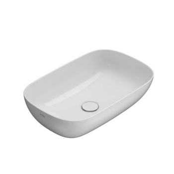 Lavabo T-Edge appoggio 60x38 ovale in ceramica bianco lucido di Ceramica Globo