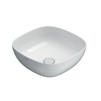 Lavabo T-Edge appoggio salvaspazio cm. 42 stondato in ceramica bianco lucido di Ceramica Globo