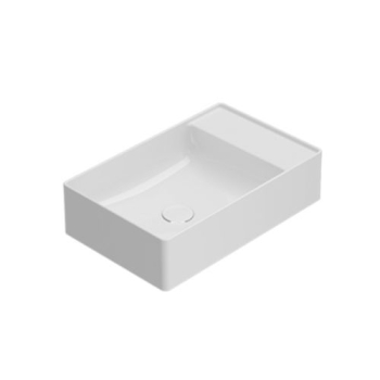 Lavabo T-Edge appoggio 55x35 rettangolare in ceramica bianco lucido di Ceramica Globo