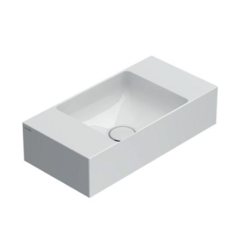 Lavabo T-Edge appoggio/sospeso salvaspazio cm. 50x25 in ceramica bianco lucido di Ceramica Globo