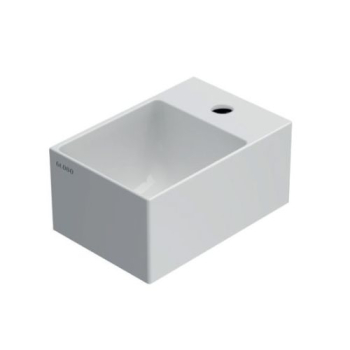 Lavabo T-Edge appoggio/sospeso salvaspazio cm. 30x20 in ceramica bianco lucido di Ceramica Globo