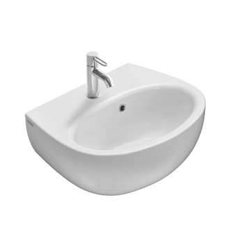 Lavabo Grace suspendu peu encombrant cm. 45x36 semi-circulaire en céramique blanche brillante