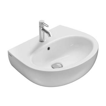Lavabo Grace sospeso/su colonna cm. 60x48 semicircolare in ceramica bianco lucido di Ceramica Globo