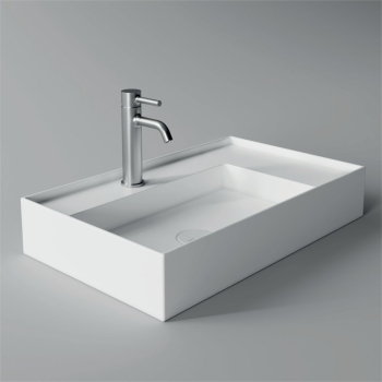 Lavabo Hide appoggio cm. 65x40 rettangolare in ceramica bianco di Ceramica Alice