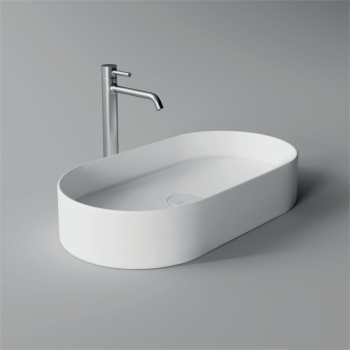 Lavabo Hide appoggio cm. 65x35 rettangolare in ceramica bianco di Ceramica Alice