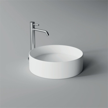 Lavabo Hide appoggio salvaspazio diam. 42 tondo in ceramica bianco di Ceramica Alice